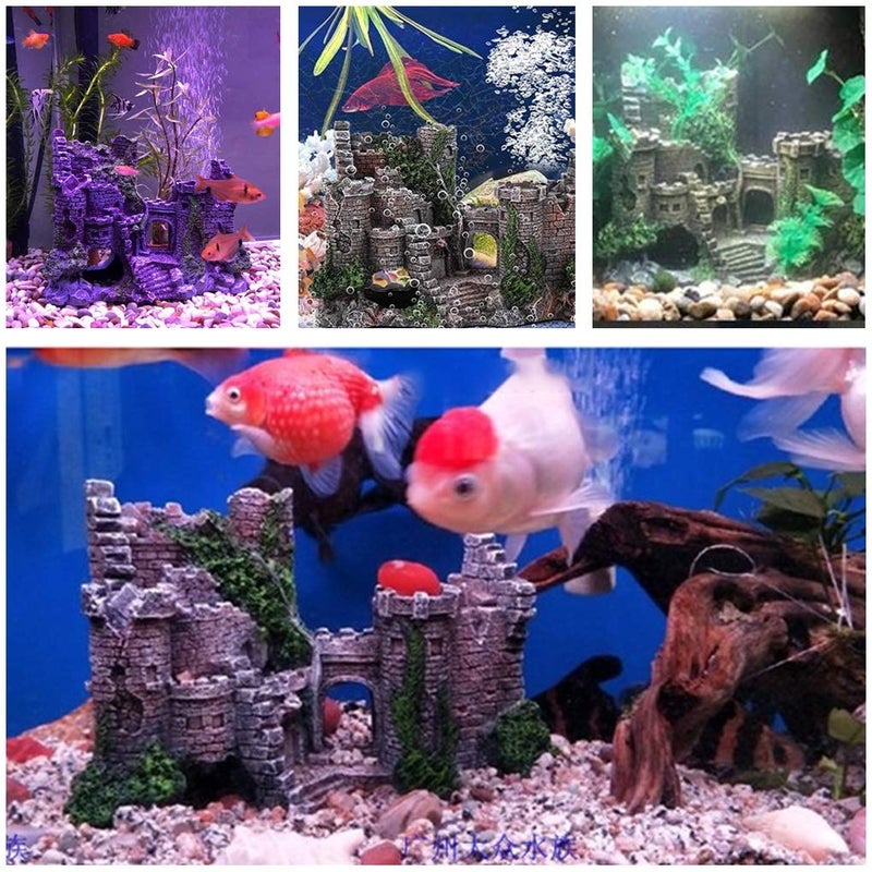 Yimaa Large Fish Tank Decorations Castle Aquarium Decorations Large Resin Coral Castle Ornaments Fish House Breed Tank Decor for Marine Betta Fish Tank Landscape - Image 5